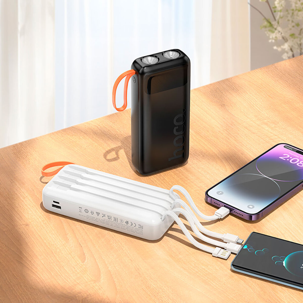 Зовнішній акумулятор Hoco J151A Spirit dual lighting four-cable power bank(20000mAh) на малюнкі №5