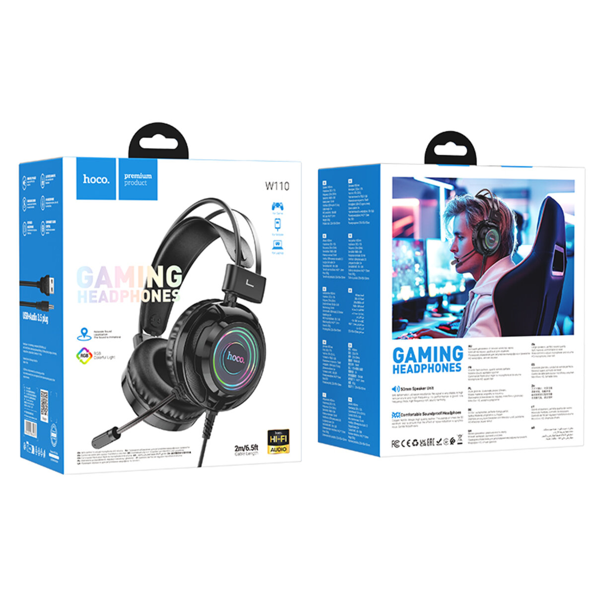 Навушники ігрові HOCO W110 Resource gaming headphones Black на малюнкі №2
