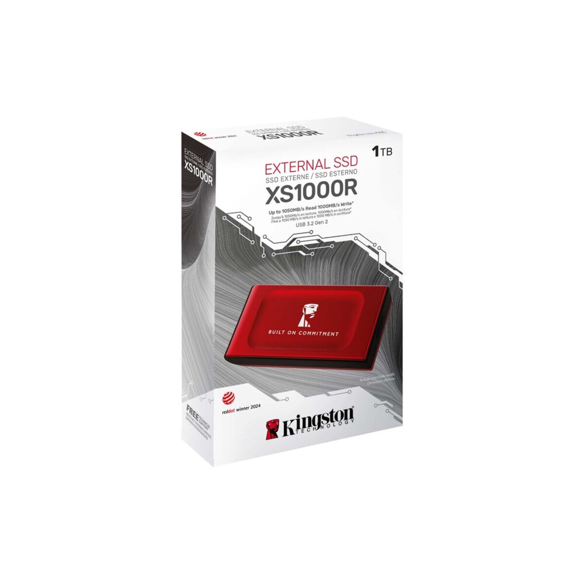 Портативний SSD Kingston XS1000R BOC 1TB USB 3.2 Gen2 Type-C 3D NAND Red на малюнкі №2