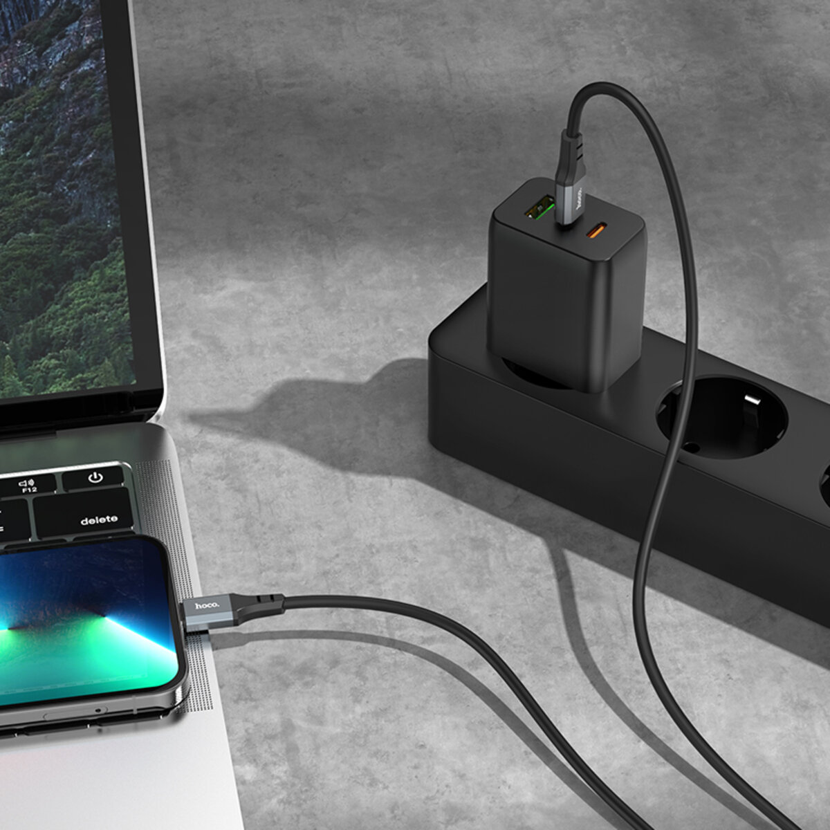 Кабель Hoco X86 iP Spear PD silicone charging data cable Black на малюнкі №4