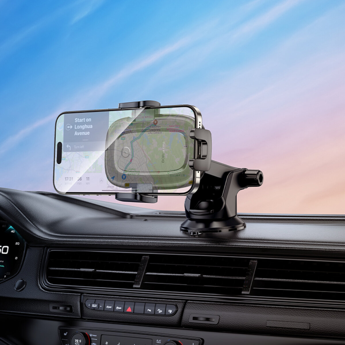 Автотримач для телефона з БЗП BOROFONE BH223 Follower push-type wireless fast charging car holder(center console) на малюнкі №8