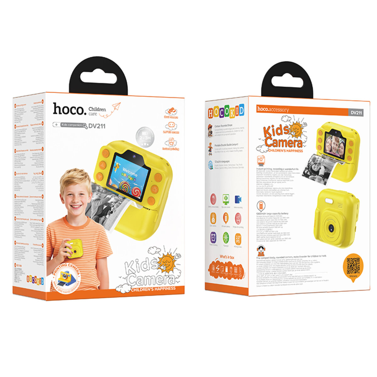 Дитяча камера HOCO DV211 1300 mAh Dual camera children printing camera Yellow на малюнкі №2