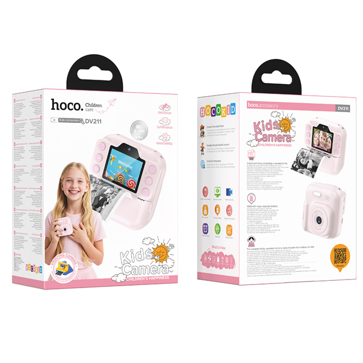 Дитяча камера HOCO DV211 1300 mAh Dual camera children printing camera Pink на малюнкі №2