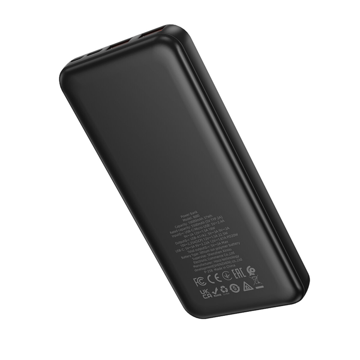Зовнішній акумулятор BOROFONE BJ80 Clever 22.5W+PD20W fully compatible power bank(10000mAh) Black на малюнкі №4