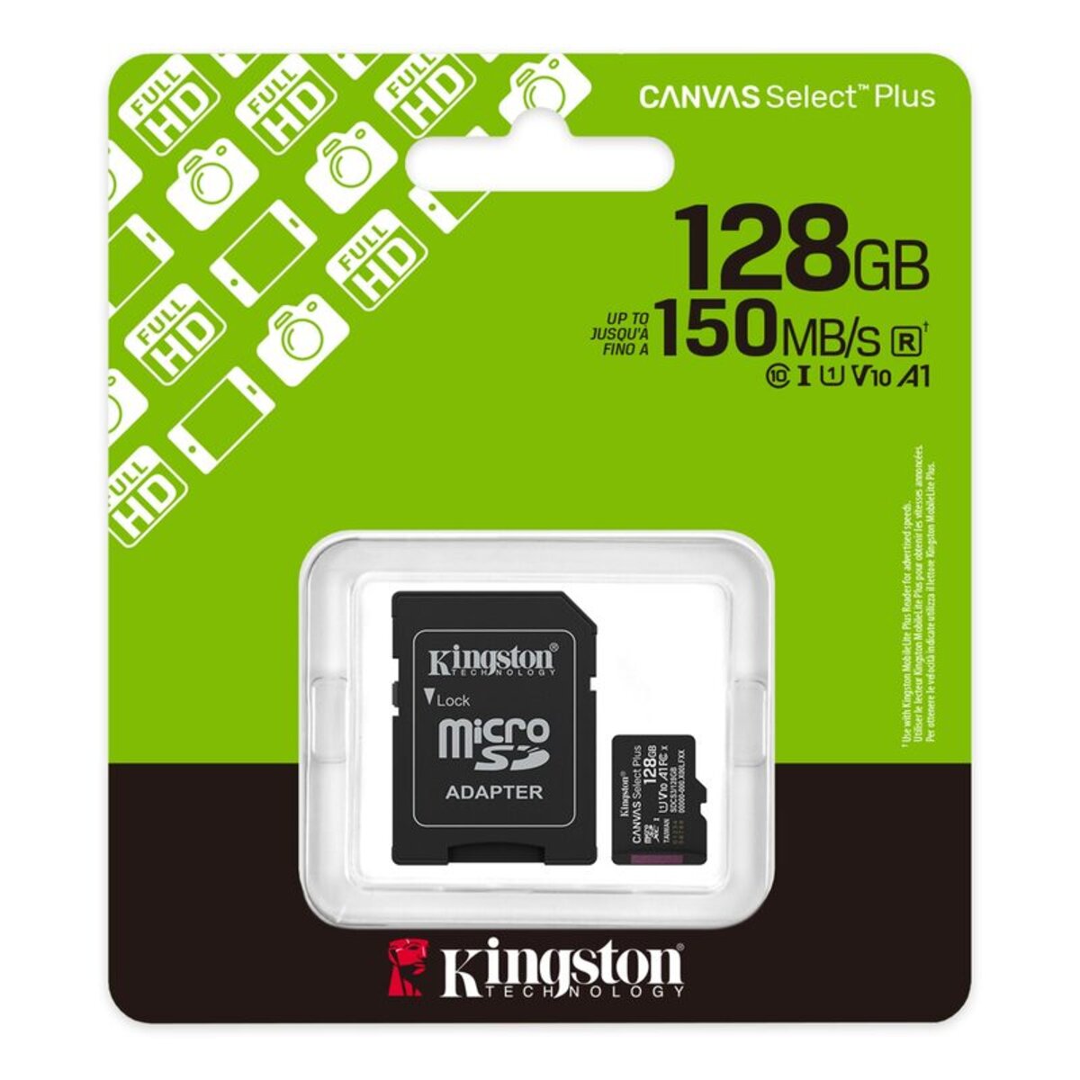 Карта памяті microSDXC (UHS-1) Kingston Canvas Select Plus Gen3 128Gb class 10 А1 (R-150MB/s) (adapter SD) на малюнкі №2