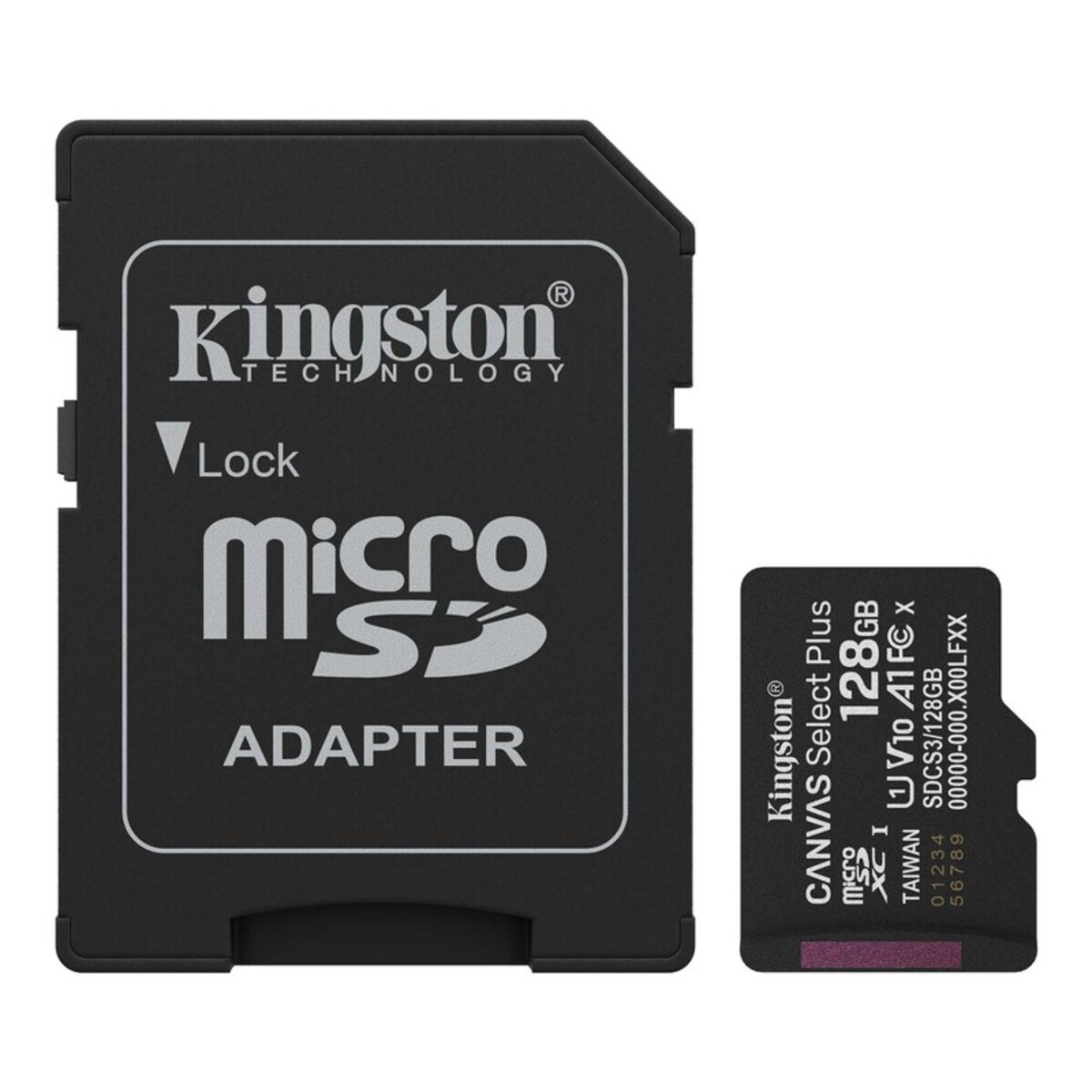 Карта памяті microSDXC (UHS-1) Kingston Canvas Select Plus Gen3 128Gb class 10 А1 (R-150MB/s) (adapter SD) на малюнкі №1