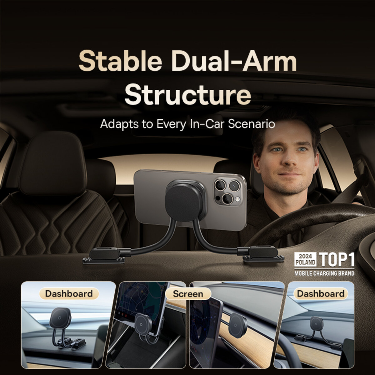 Автотримач для телефона Baseus PrimeTrip C03s Magnetic Car Mount (Stick-on Type, Cosmic Black) на малюнкі №3