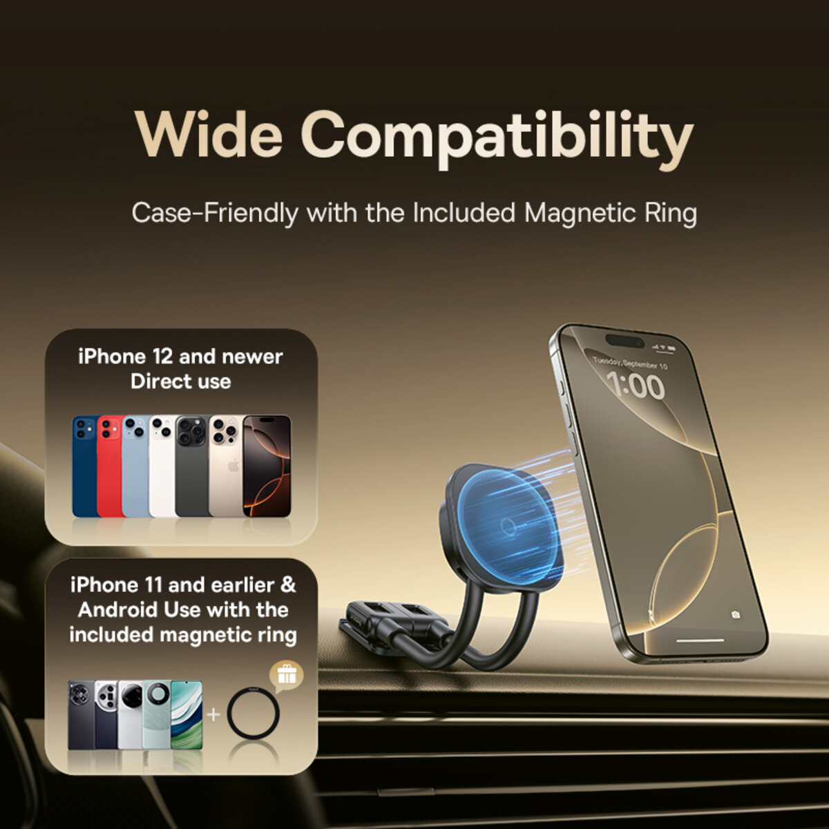 Автотримач для телефона Baseus PrimeTrip C03s Magnetic Car Mount (Stick-on Type, Cosmic Black) на малюнкі №8