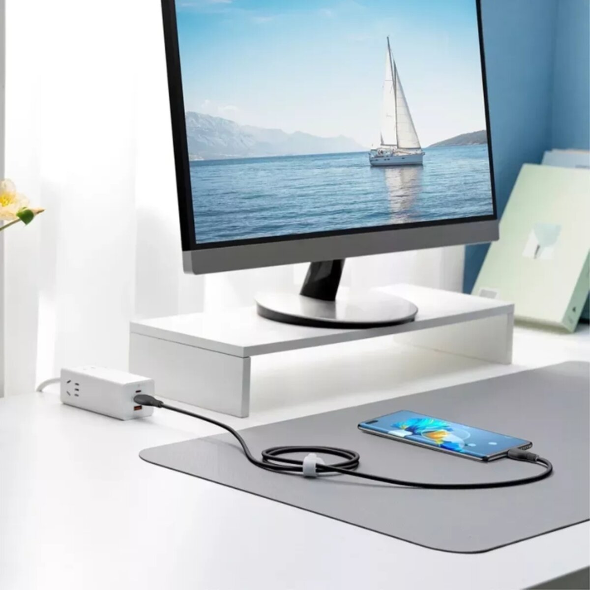 Кабель Baseus Pudding Series Fast Charging Cable USB to Type-C 100W 2m Cluster Black на малюнкі №5