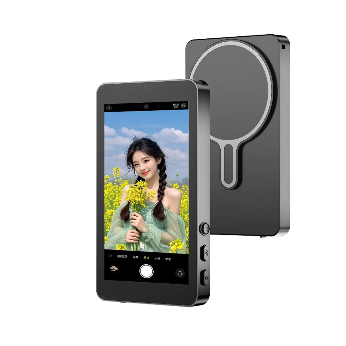 Додатковий екран Magnetic selfie screen RK-X40L камери смартфона Black на малюнкі №1