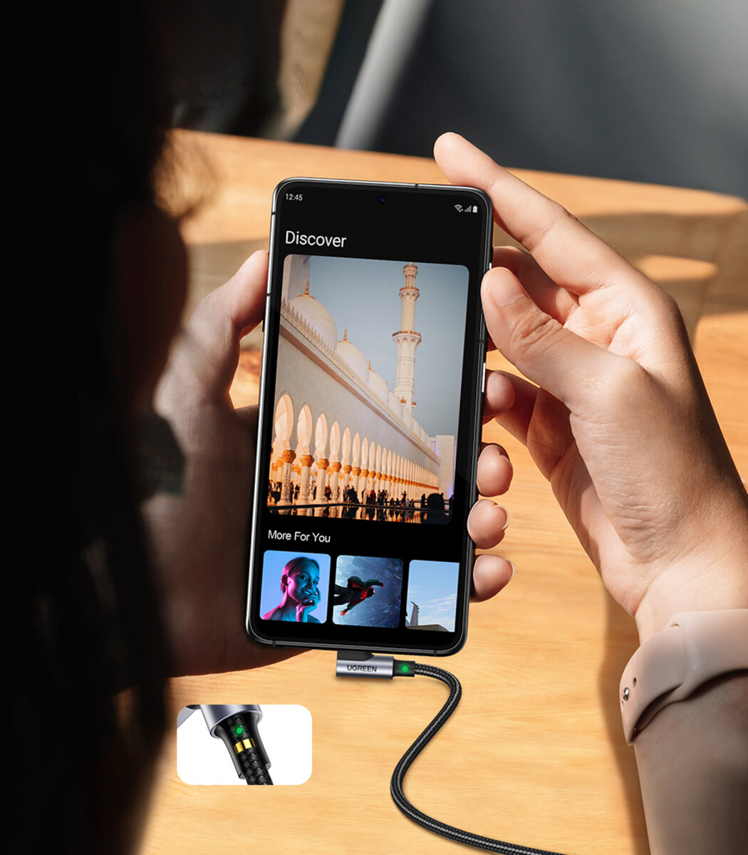 Кабель UGREEN US176 Right Angle USB-A to USB-C Cable 1m (Space Gray) на малюнкі №8