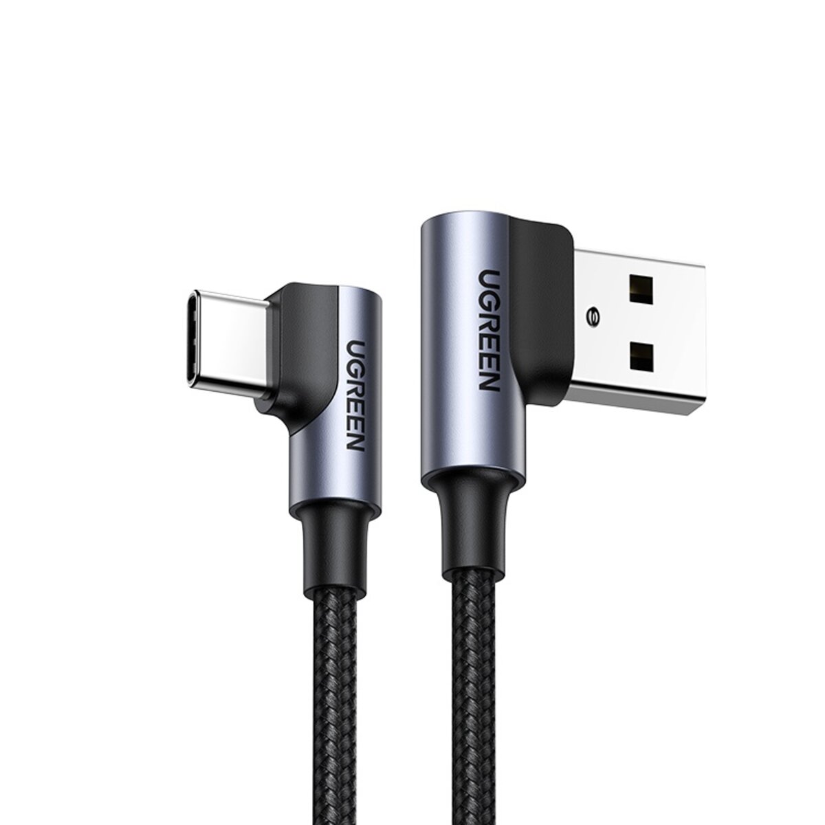 Кабель UGREEN US176 Right Angle USB-A to USB-C Cable 1m (Space Gray) на малюнкі №1