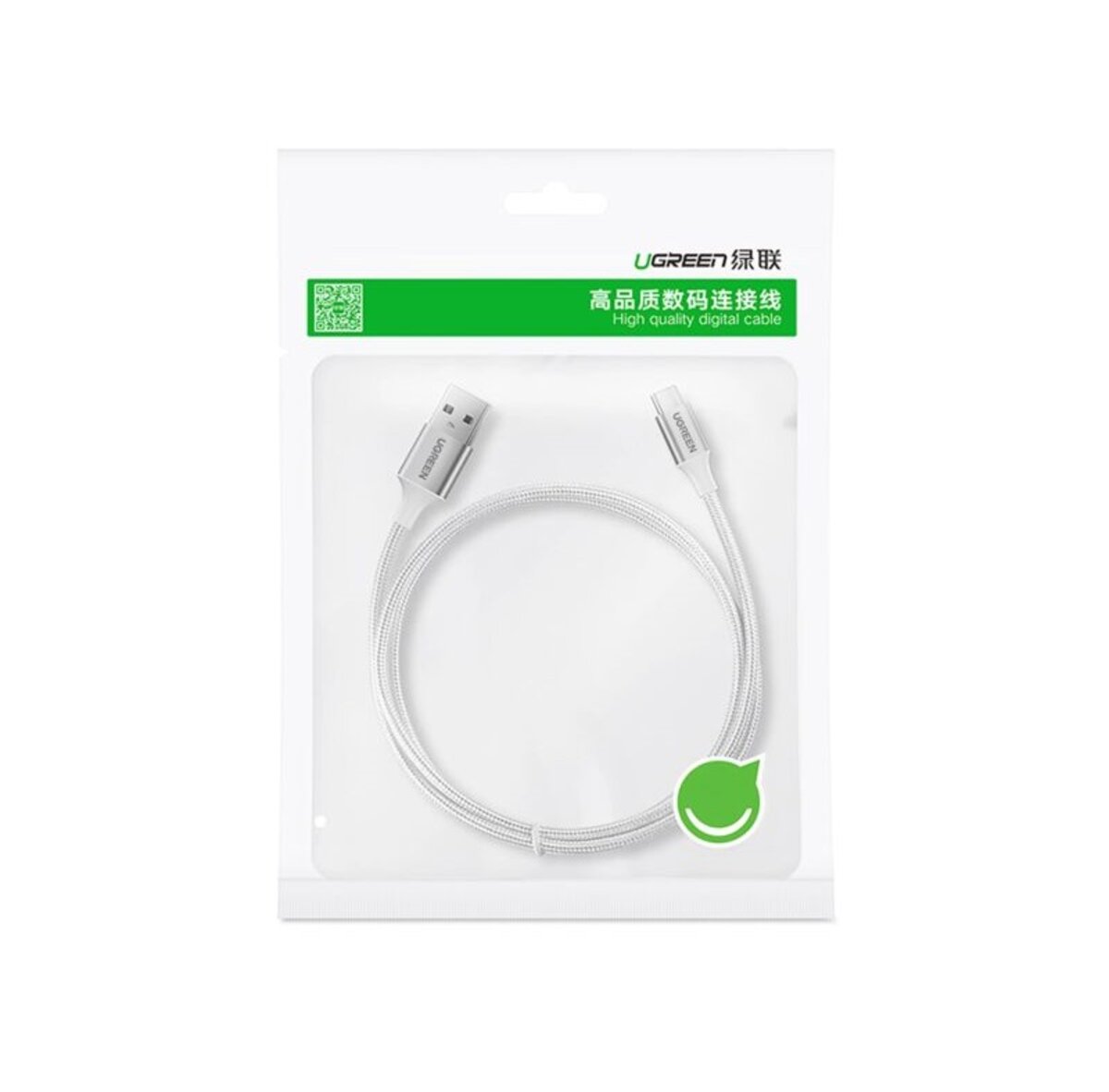 Кабель UGREEN US288 USB-A 2.0 to USB-C Cable Nickel Plating Aluminum Braid 1m (White) на малюнкі №2