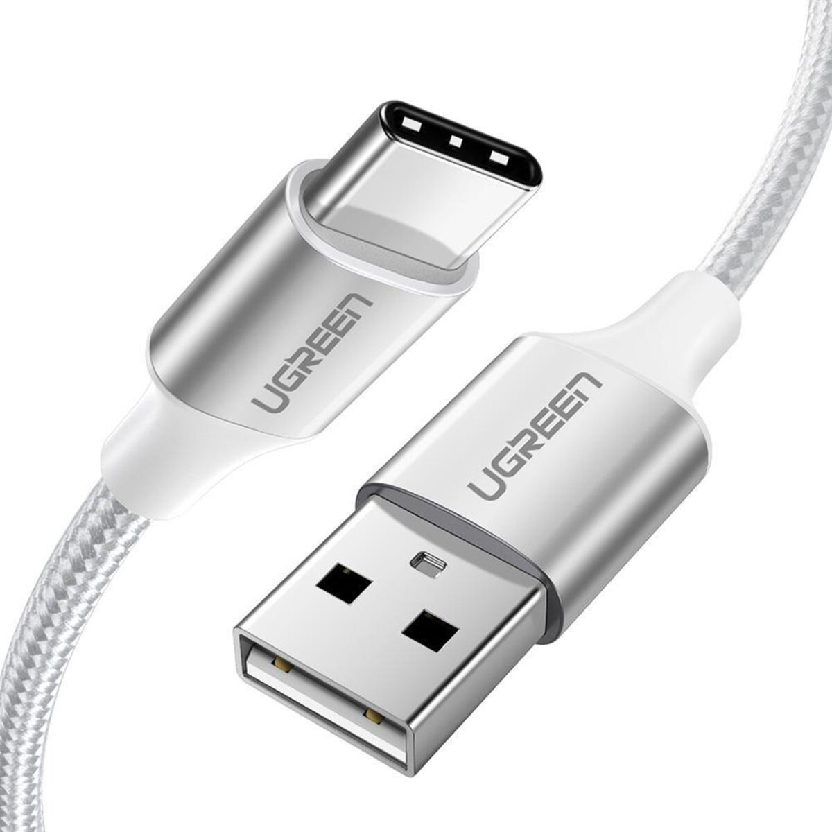 Кабель UGREEN US288 USB-A 2.0 to USB-C Cable Nickel Plating Aluminum Braid 1m (White) на малюнкі №3