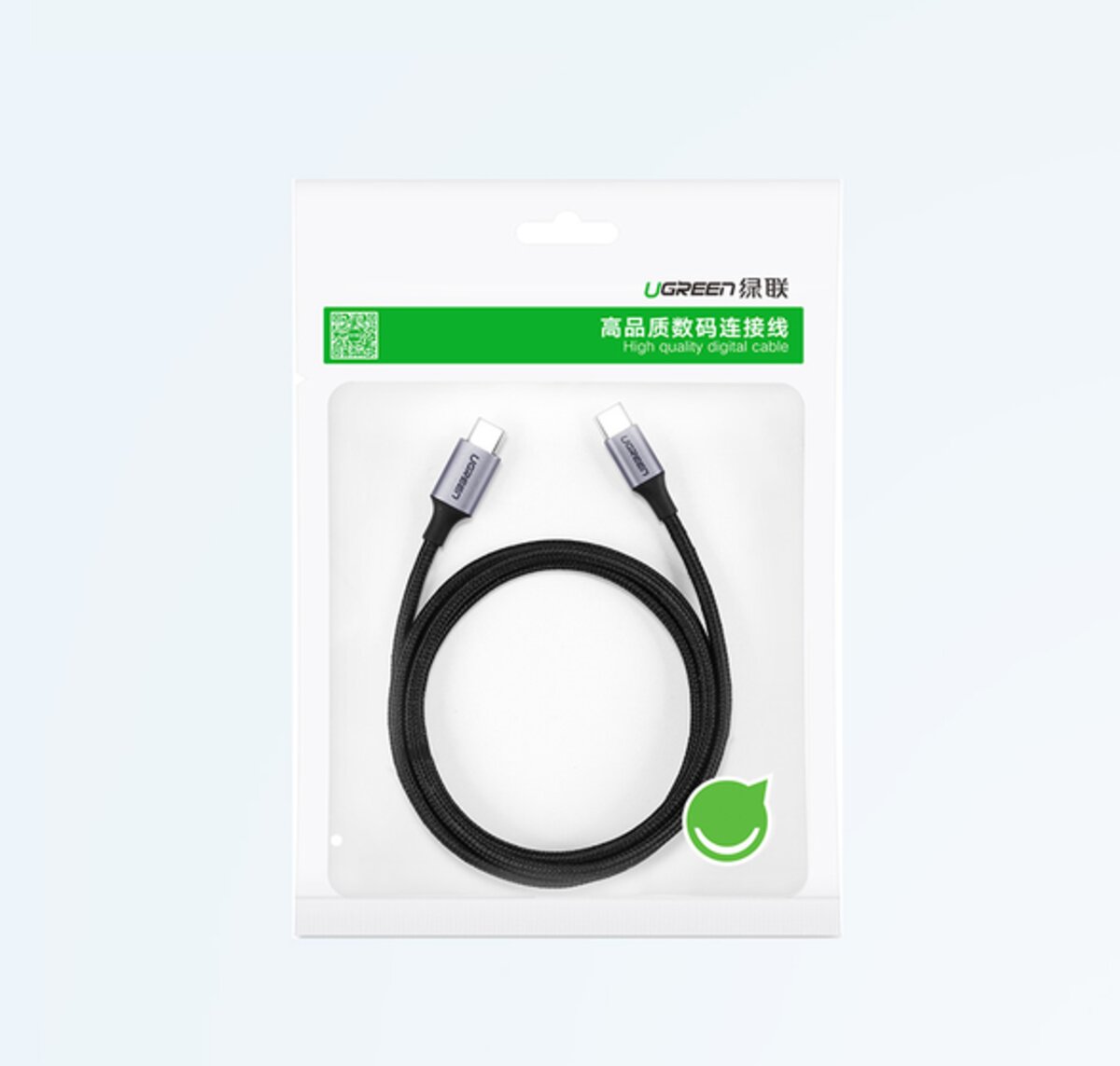 Кабель UGREEN US261 USB-C to USB-C PD Fast Charging Cable 3A Max Gray Black 1m на малюнкі №2