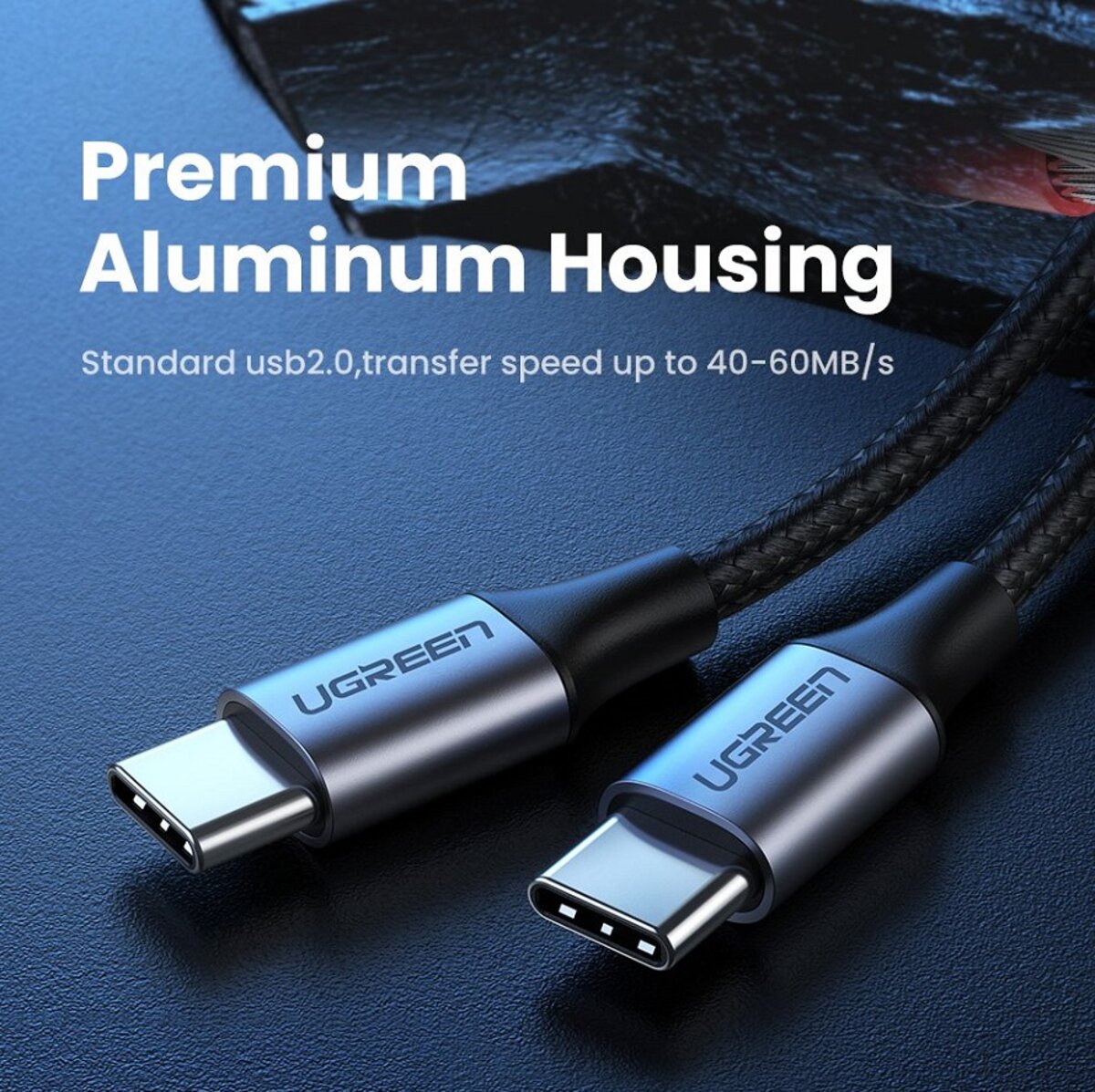 Кабель UGREEN US261 USB-C to USB-C PD Fast Charging Cable 3A Max Gray Black 1m на малюнкі №5