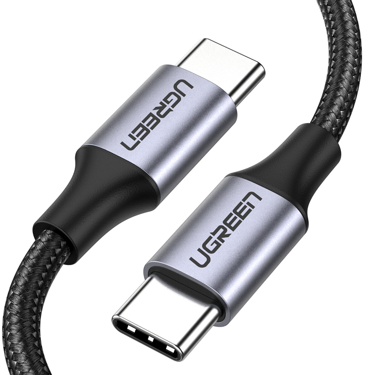 Кабель UGREEN US261 USB-C to USB-C PD Fast Charging Cable 3A Max Gray Black 1m на малюнкі №1