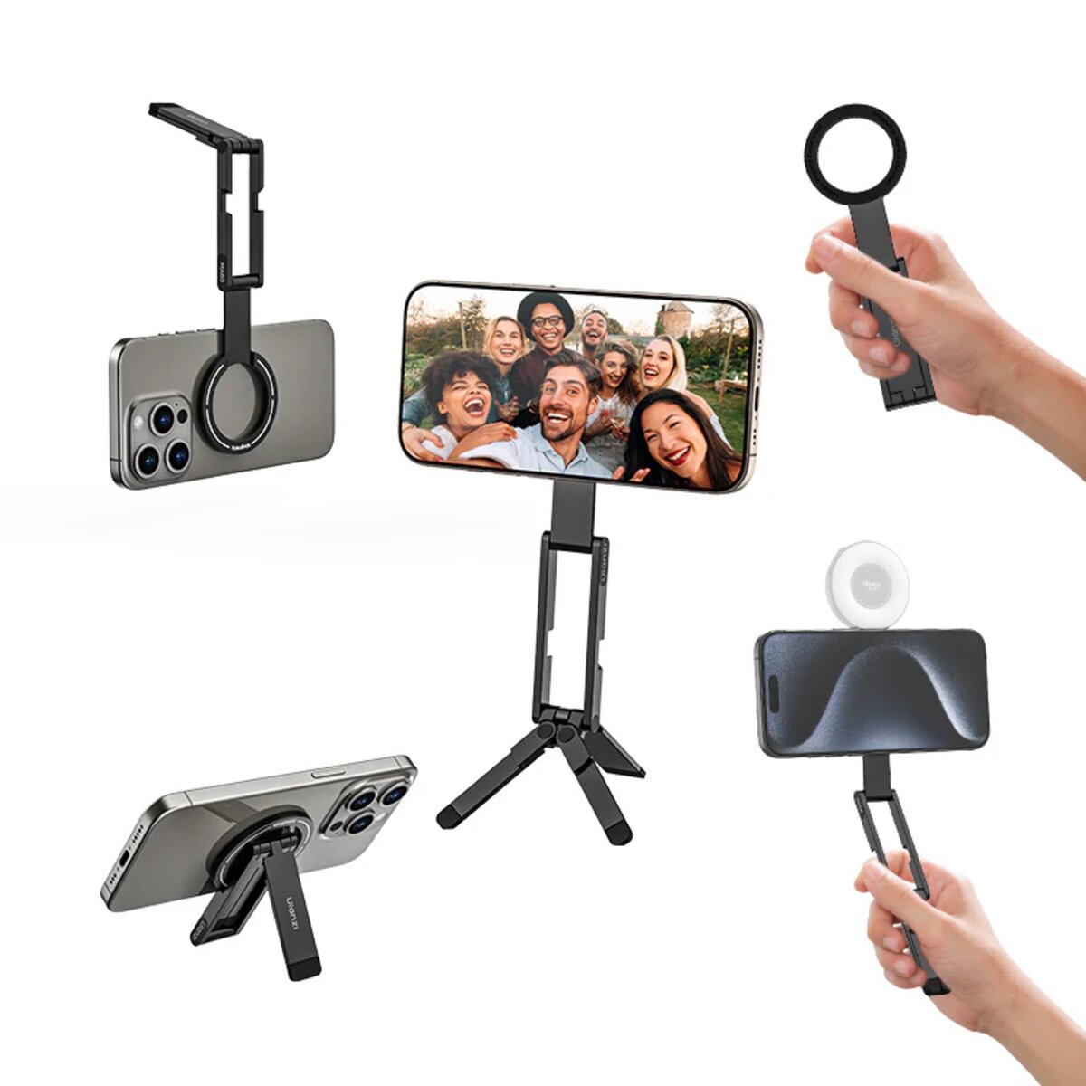 Тримач для телефону Ulanzi Vijim Ulanzi MA60 Foldable Magnetic Phone Tripod(Black) на малюнкі №4