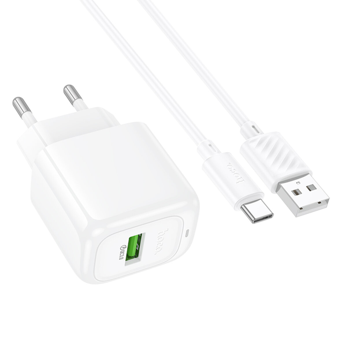 Мережевий зарядний пристрій з кабелем HOCO CS52A Surplus single-port QC3.0 charger set(Type-C) White на малюнкі №4