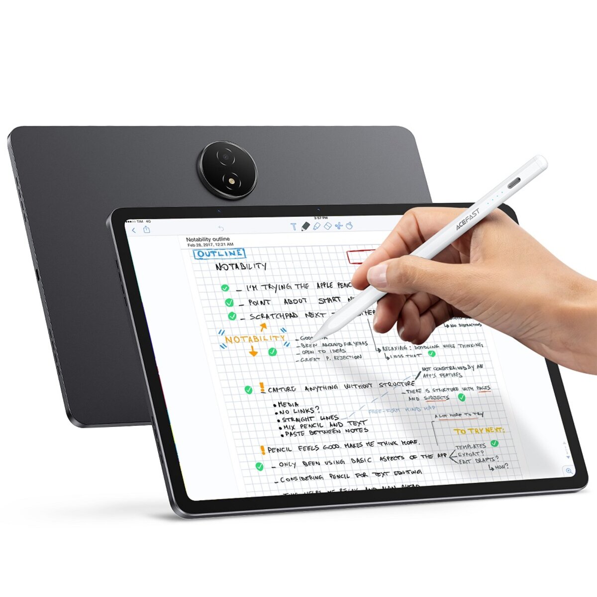 Стилус Acefast V1 universal capacitive pen White на малюнкі №7