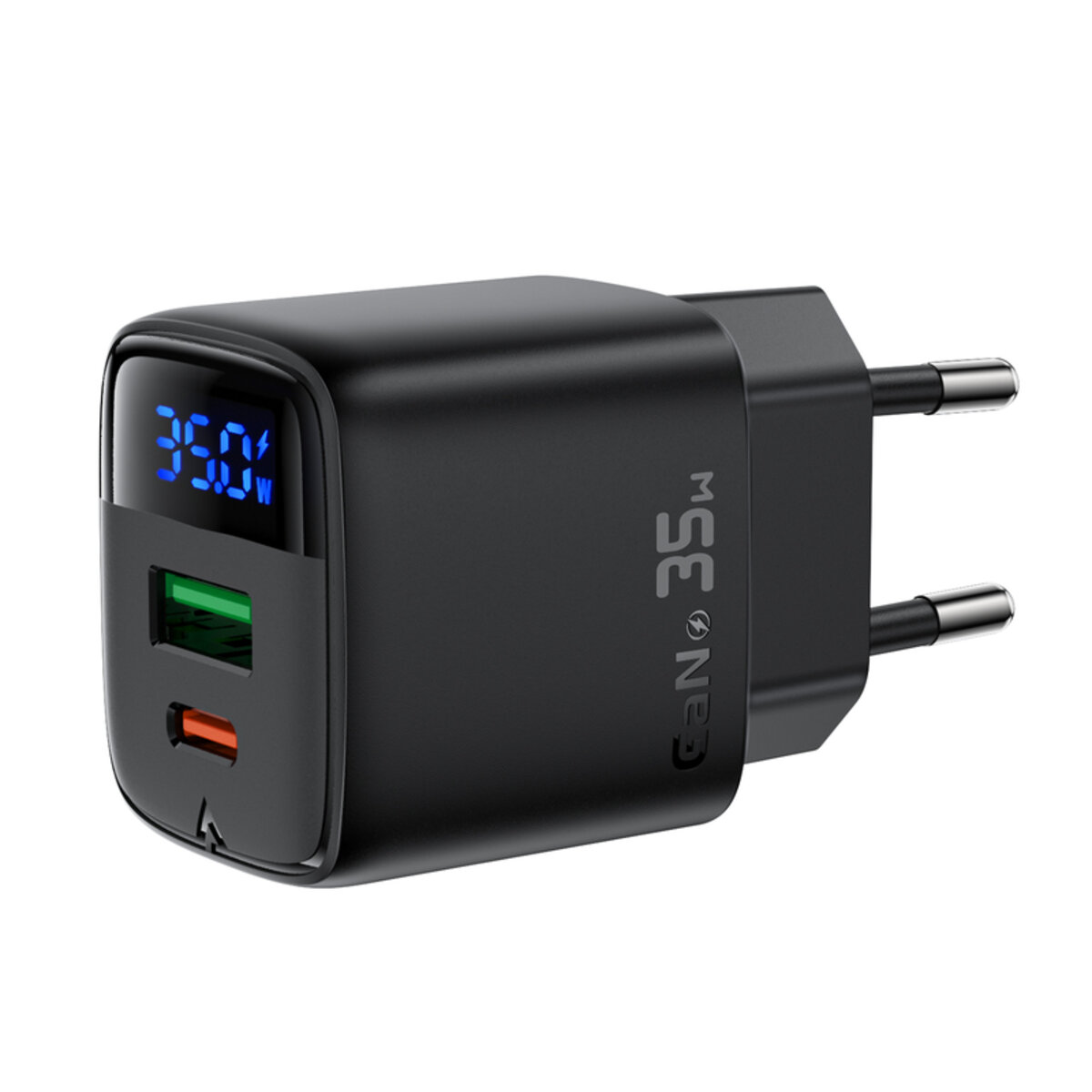 Мережевий зарядний пристрій ACEFAST A116 PD35W GaN charger (USB-A+USB-C) with digital display Black на малюнкі №6