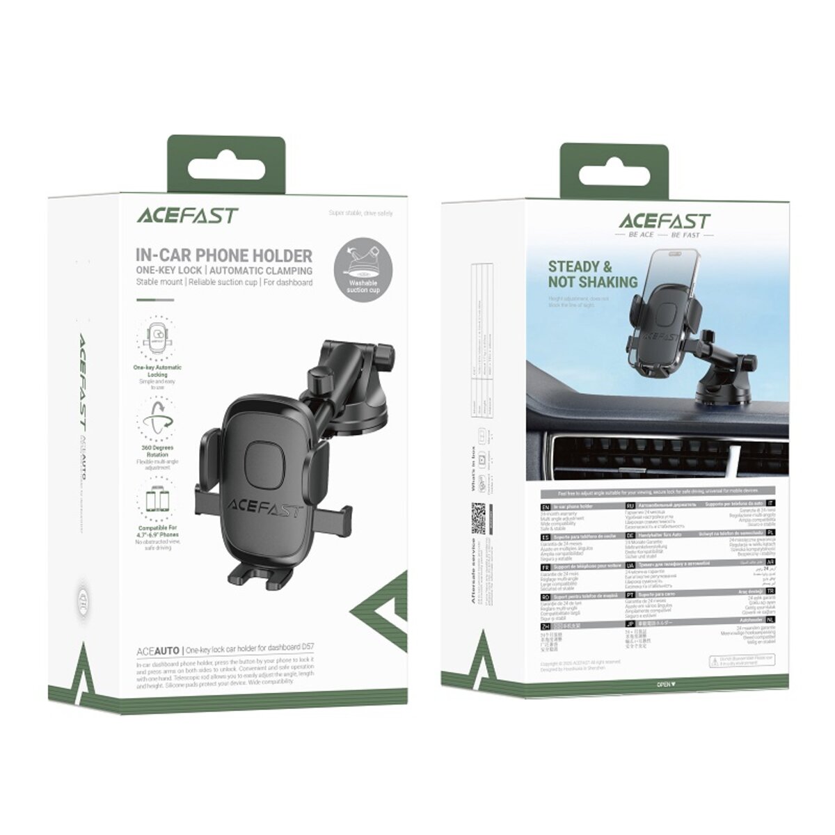 Автотримач для телефона ACEFAST D57 one-key lock car holder for dashboard Black на малюнкі №2