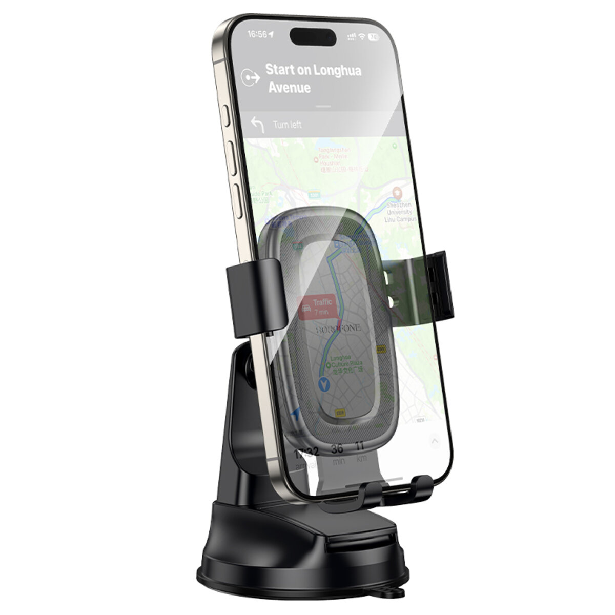 Автотримач для телефона BOROFONE BH130 Follower gravity car holder(center console) Black на малюнкі №6