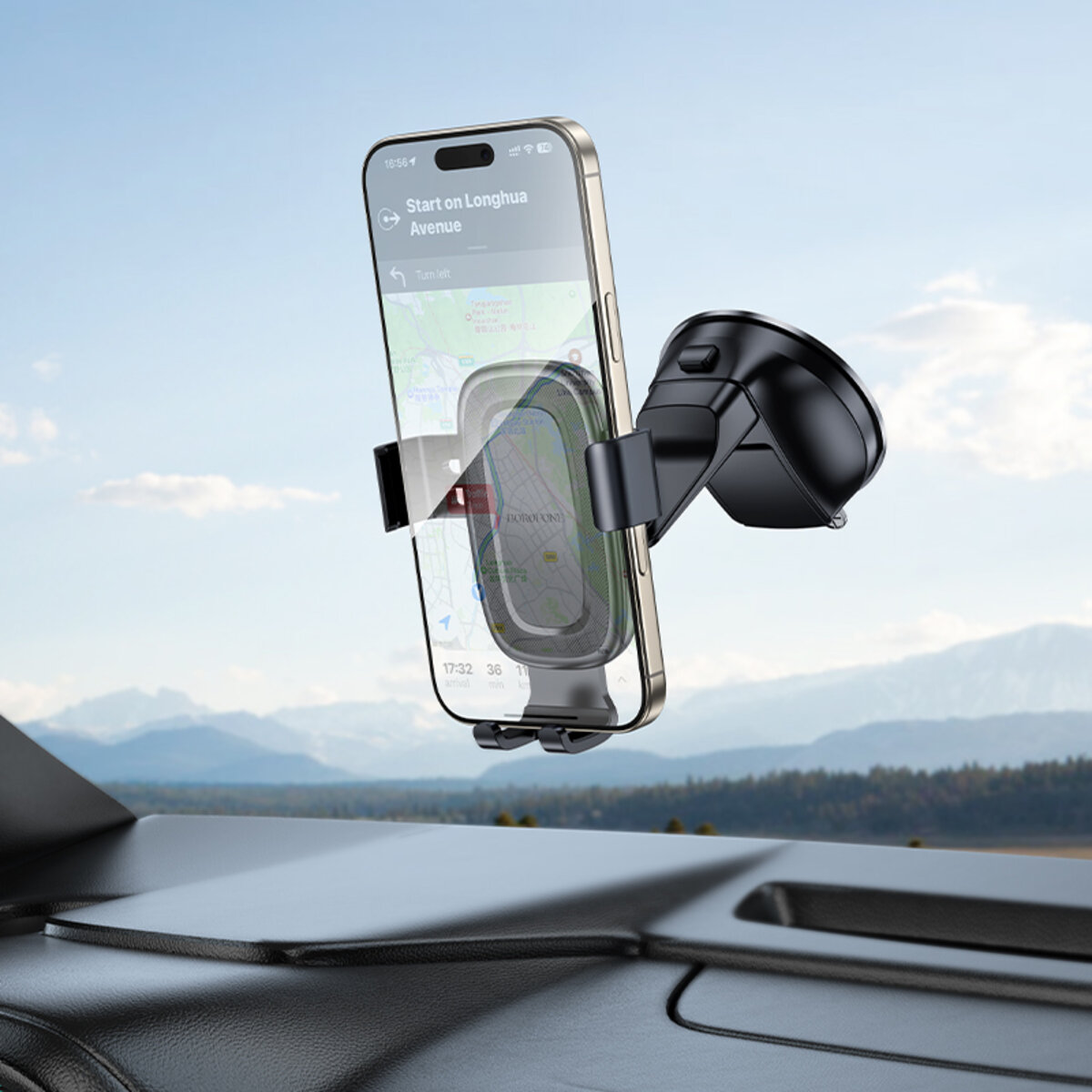 Автотримач для телефона BOROFONE BH130 Follower gravity car holder(center console) Black на малюнкі №8
