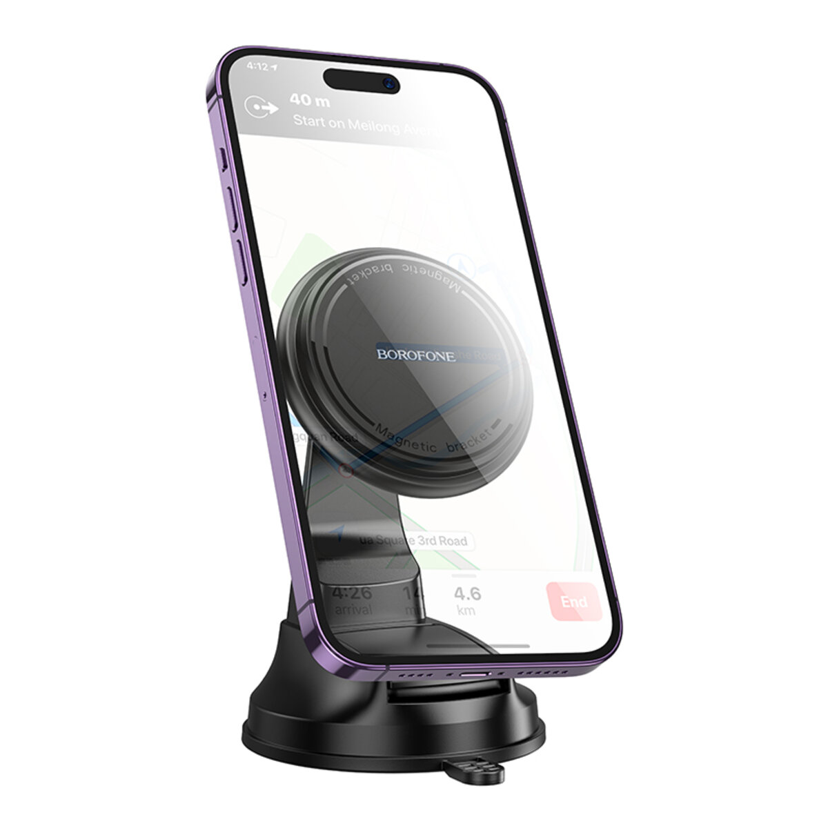 Автотримач для телефона BOROFONE BH136 Parker ring magnetic car holder(center console) Black на малюнкі №3
