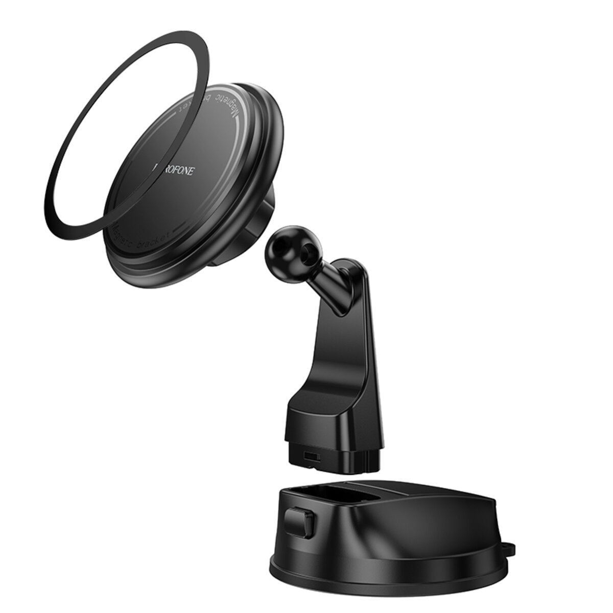 Автотримач для телефона BOROFONE BH136 Parker ring magnetic car holder(center console) Black на малюнкі №4