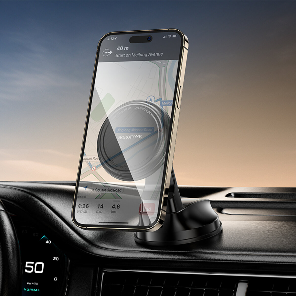 Автотримач для телефона BOROFONE BH136 Parker ring magnetic car holder(center console) Black на малюнкі №8