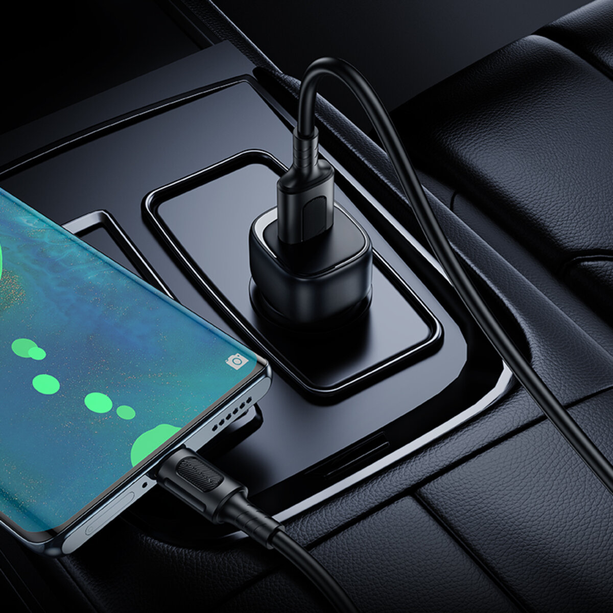 Автомобільний зарядний пристрій BOROFONE BZ34 Cloud single port QC3.0 car charger Black на малюнкі №6