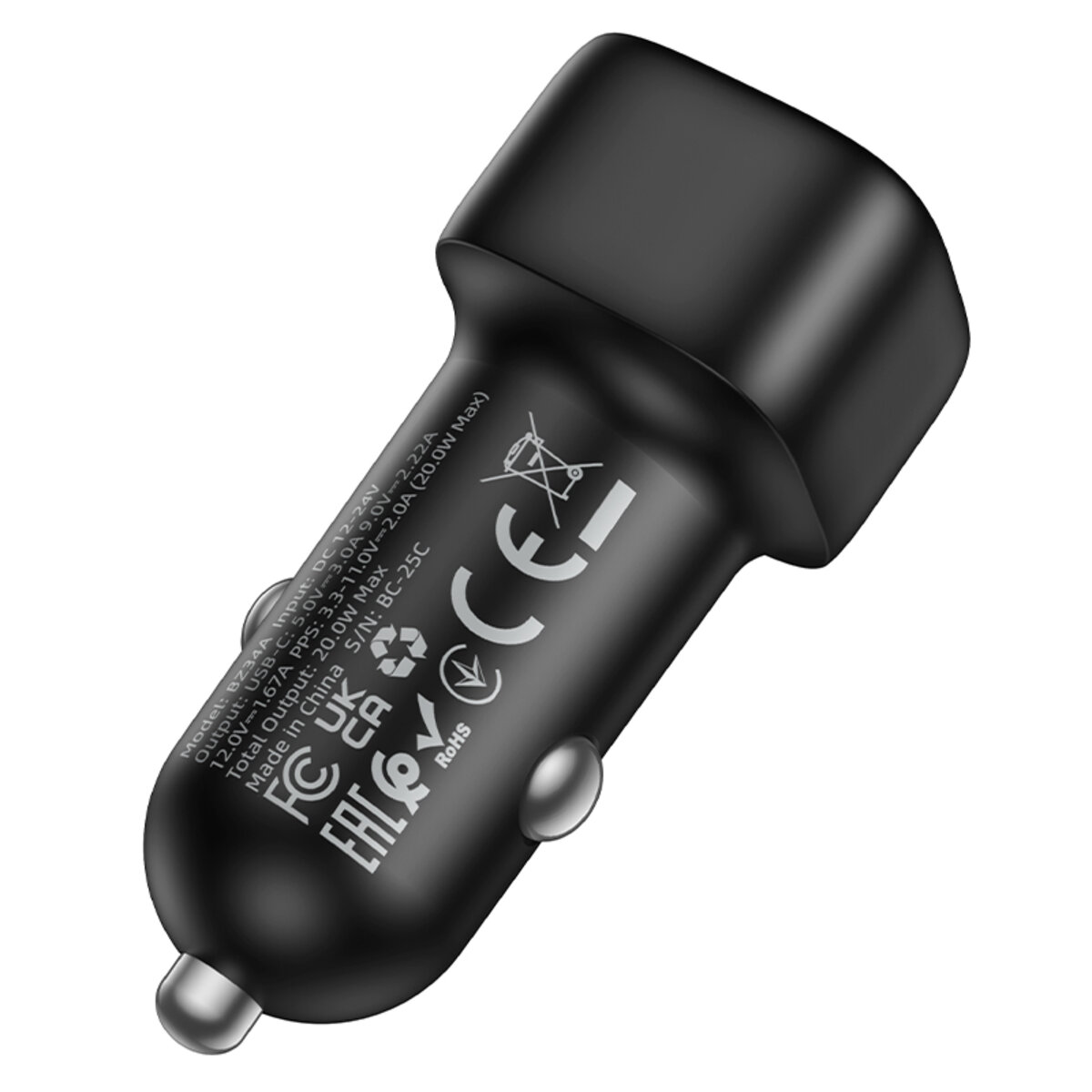 Автомобільний зарядний пристрій BOROFONE BZ34A Cloud single port PD20W car charger Black на малюнкі №5