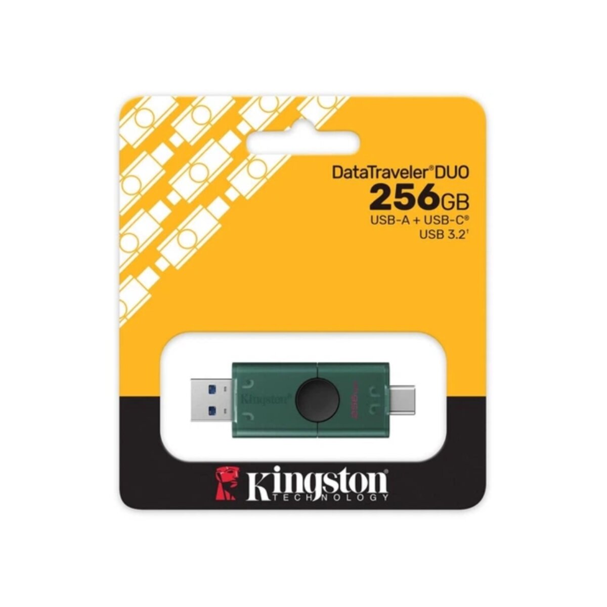 Флеш-накопичувач Kingston 256GB DataTraveler DuoG2 USB-A + USB-C 3.2 Gen 1 Black/Green на малюнкі №2