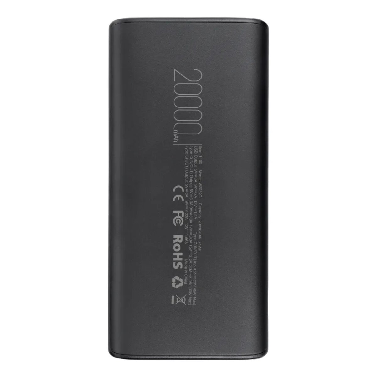 Зовнішній акумулятор VEGER 20000 mAh PD QC3.0 5A 100W T100 (W2032C-100) black на малюнкі №5