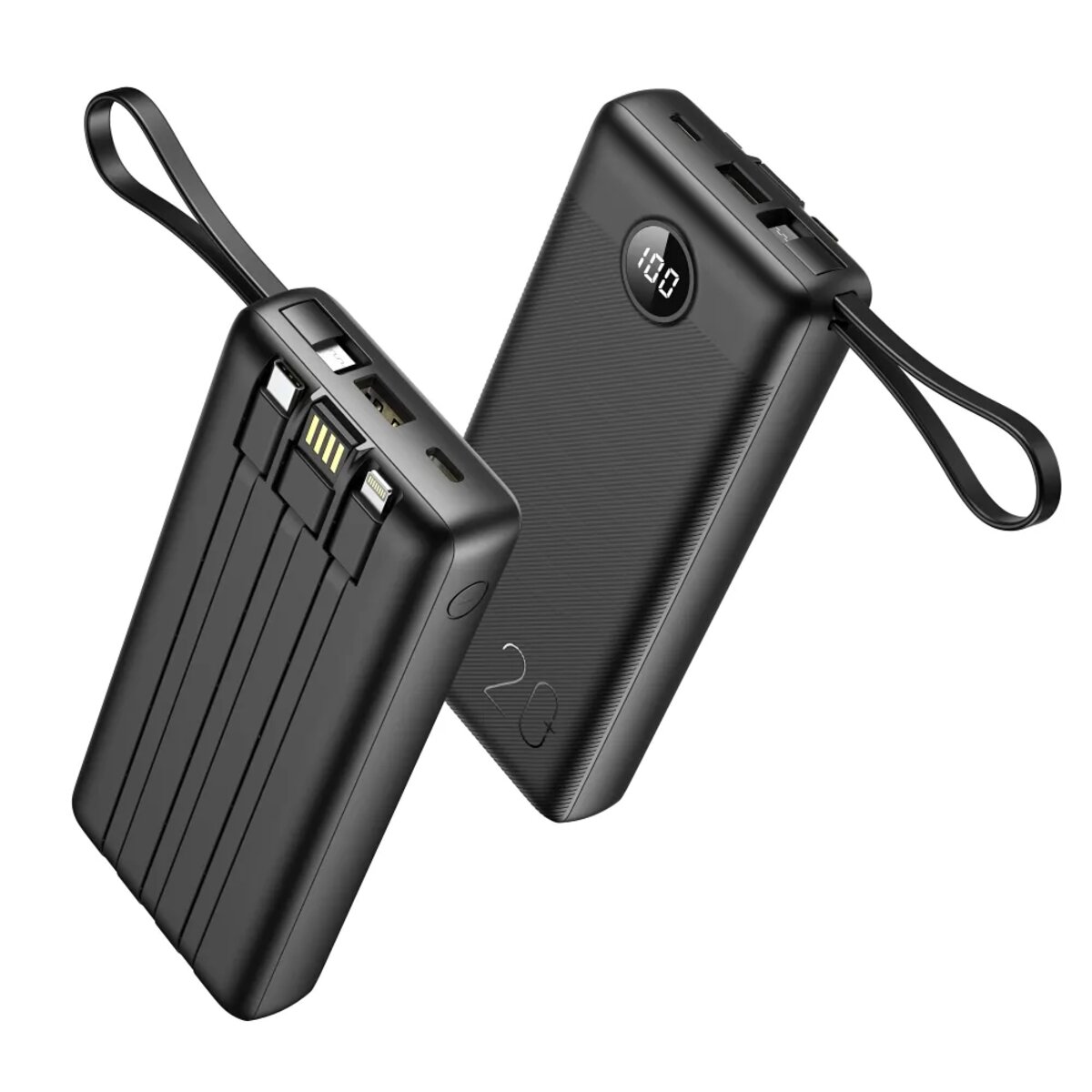 Зовнішній акумулятор VEGER 20000 mAh with built-in cables Micro USB / Type C / Lightning C20 (W2047 / W2059) black на малюнкі №5