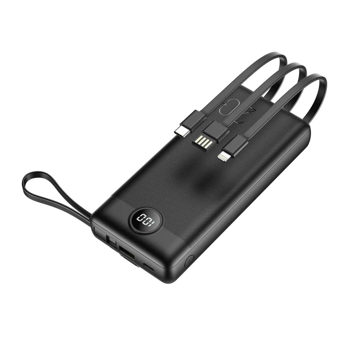 Зовнішній акумулятор VEGER 20000 mAh with built-in cables Micro USB / Type C / Lightning C20 (W2047 / W2059) black на малюнкі №3