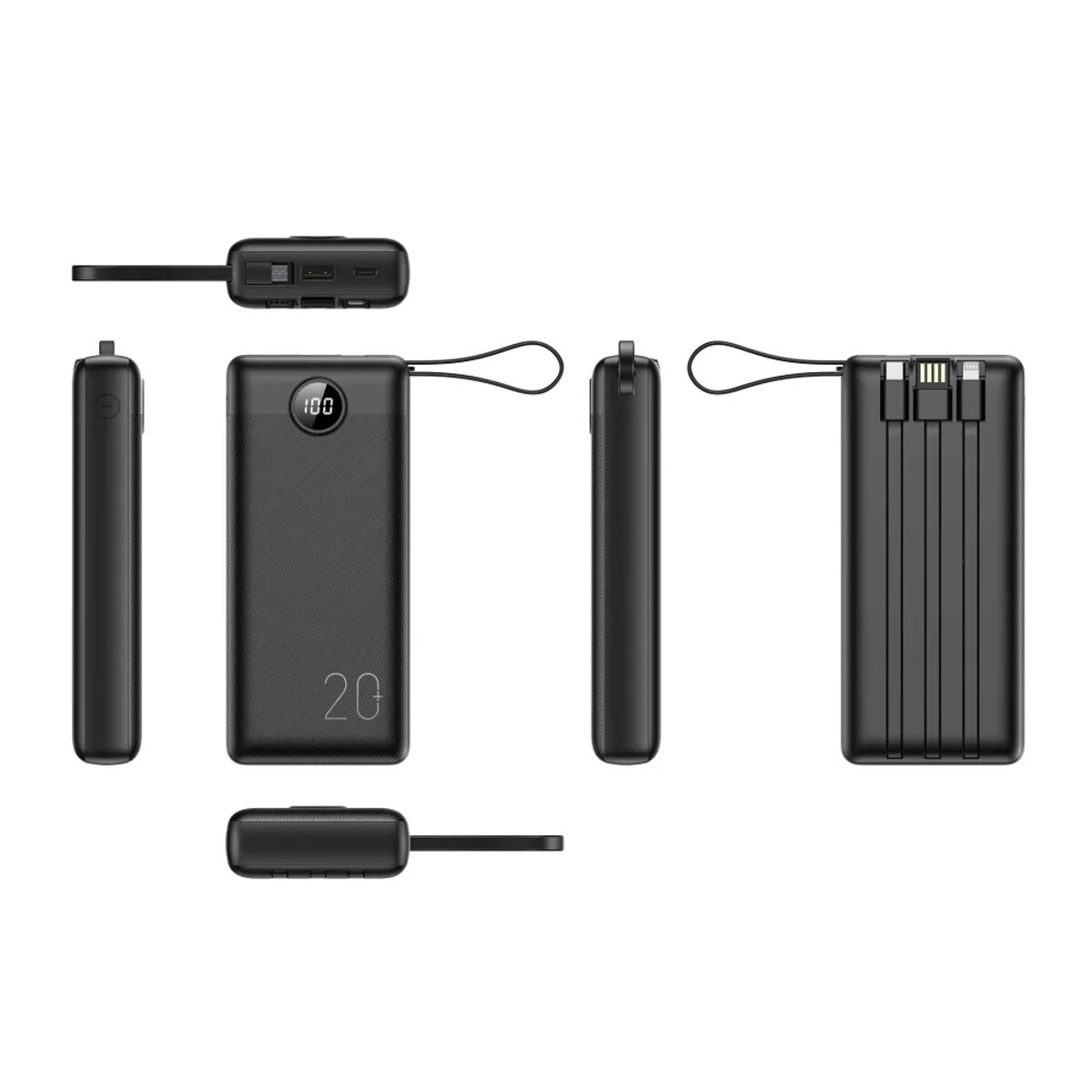 Зовнішній акумулятор VEGER 20000 mAh with built-in cables Micro USB / Type C / Lightning C20 (W2047 / W2059) black на малюнкі №7