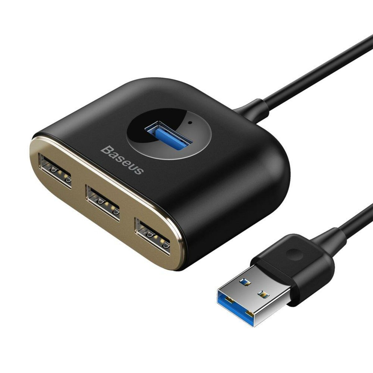 USB-хаб Baseus Square round 4 in 1 USB HUB Adapter(USB3.0 TO USB3.0*1+USB2.0*3) 1m Black на малюнкі №2