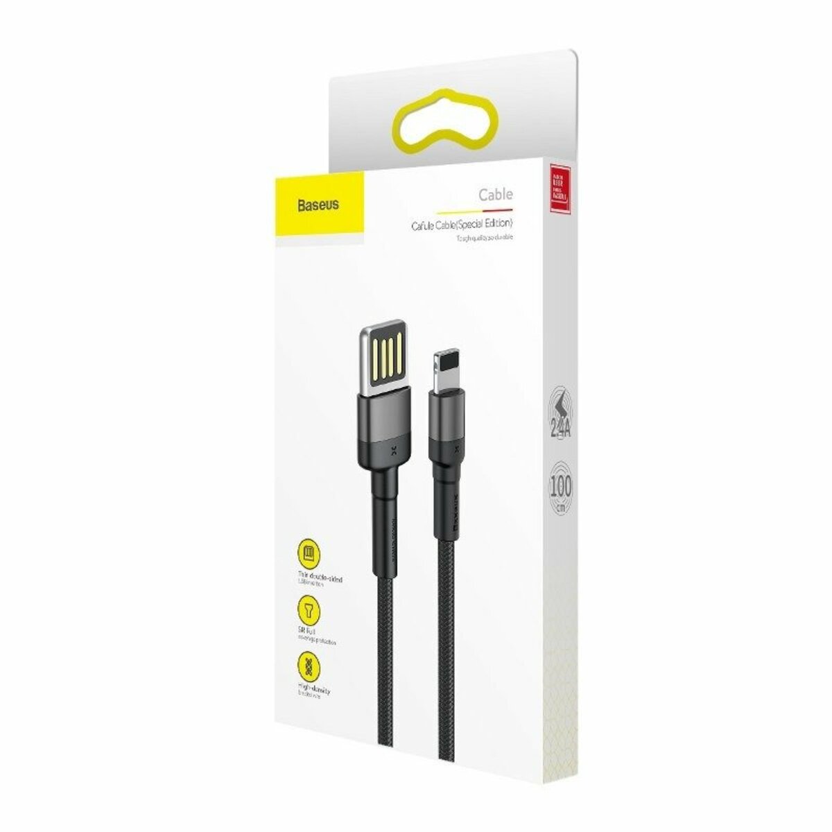 Кабель Baseus Cafule Cable（Special Edition）USB For iP 1m Grey+Black на картинке №5