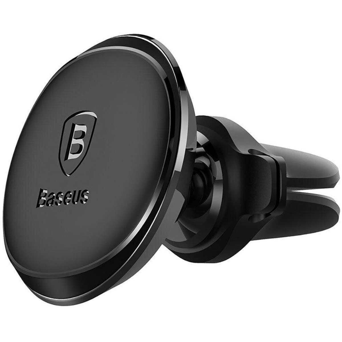 Автотримач для телефона Baseus Magnetic Air Vent Car Mount Holder with cable clip Black на картинке №1