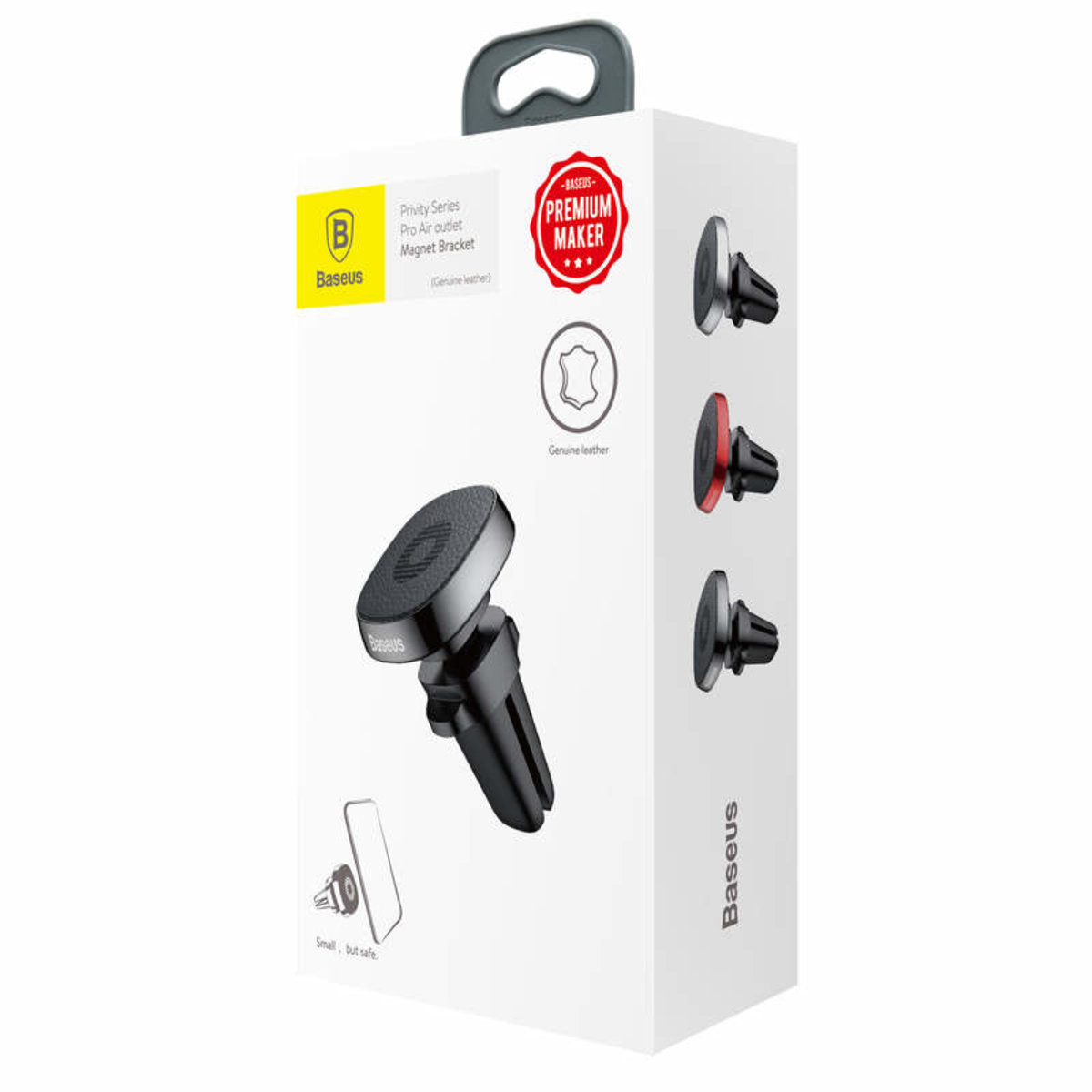 Автотримач для телефона Baseus Privity Series Pro Air outlet Magnet Bracket(Genuine leather) Black на картинке №2
