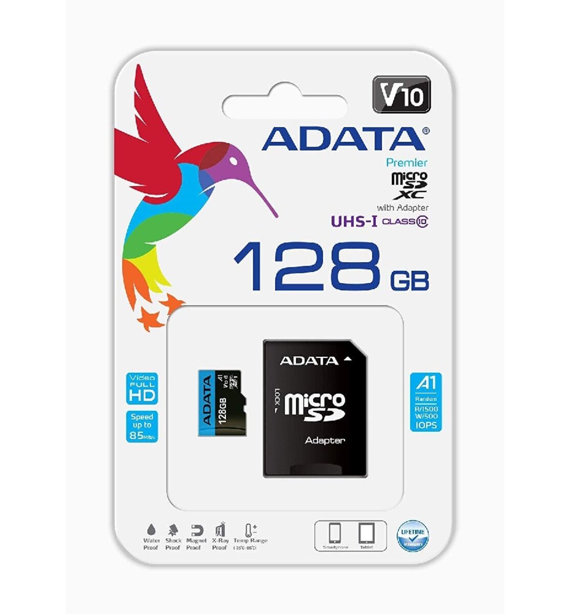 Карта памяті microSDXC (UHS-1) A-DATA Premier 128Gb Class 10 А1 (R-100Mb/s)  (adapter SD) (AUSDX128GUICL10A1-RA1) на картинке №3