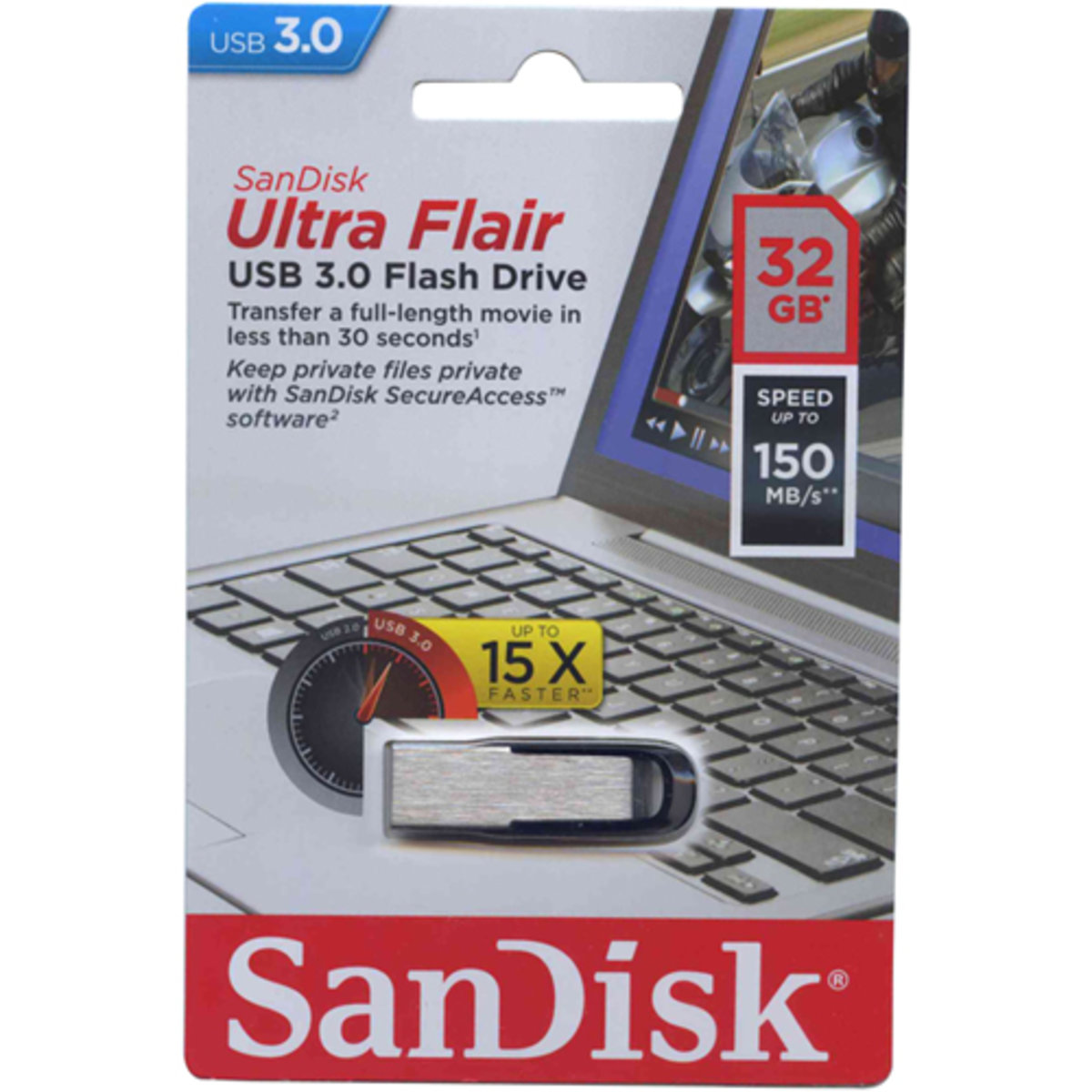 Flash SanDisk USB 3.0 Ultra Flair 32Gb (150Mb/s) (SDCZ73-032G-G46) смотреть фото №2