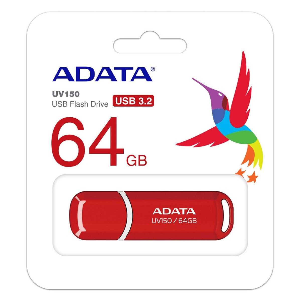 Флеш-накопичувач ADATA USB 3.2 AUV 150 64Gb Red на малюнкі №2