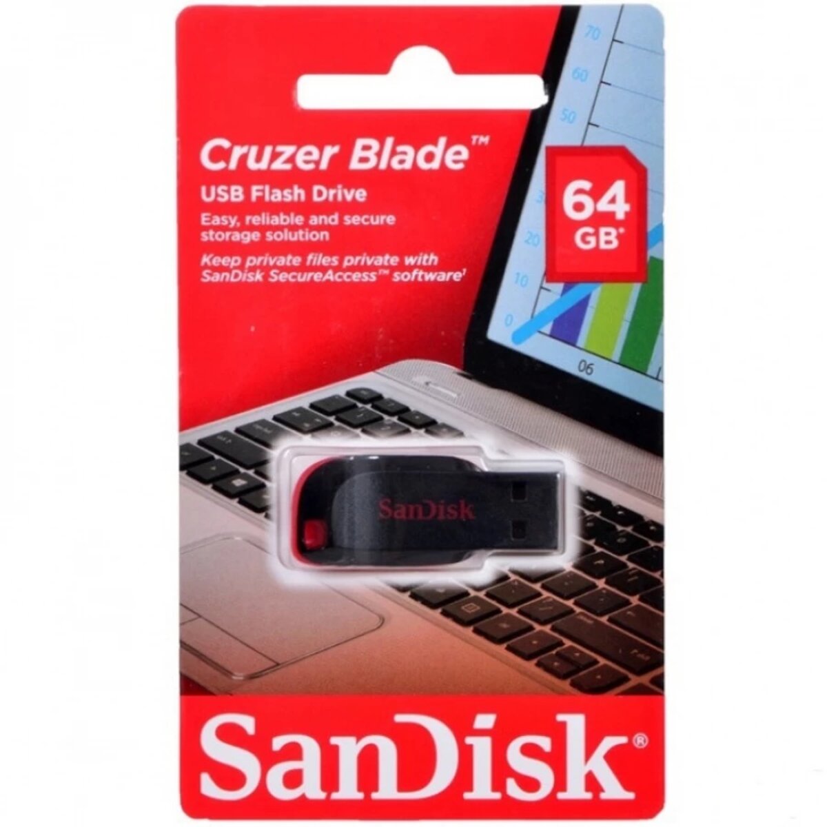 Флеш-накопичувач SanDisk USB 2.0 Cruzer Blade 64Gb Black/Red (SDCZ50-064G-B35) на картинке №4