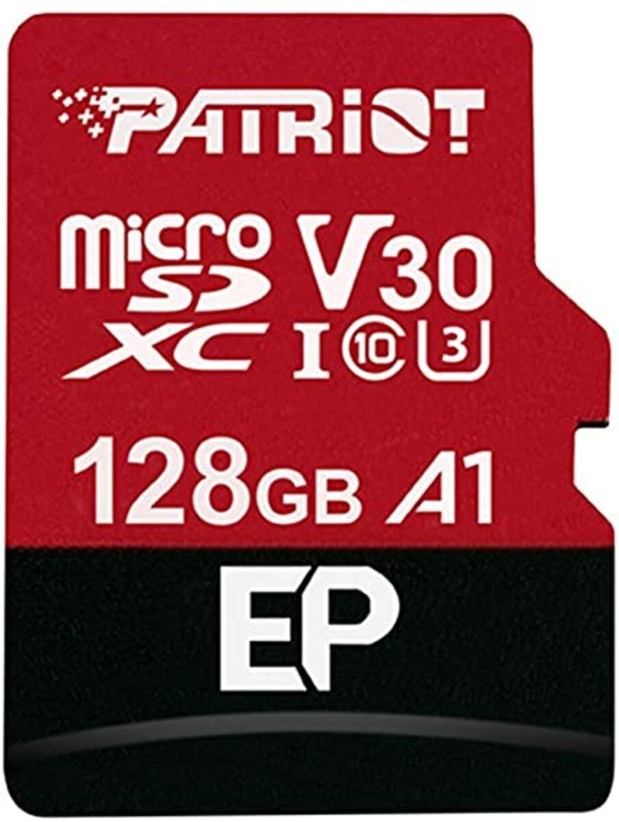 Карта памяті microSDXC (UHS-1 U3) Patriot EP Series 128Gb class 10 V30 (R-100MB/s, W-80MB/s) (adapter SD) Фото 1 Карта памяті microSDXC (UHS-1 U3) Patriot EP Series 128Gb class 10 V30 (R-100MB/s, W-80MB/s) (adapter SD) на картинке №1
