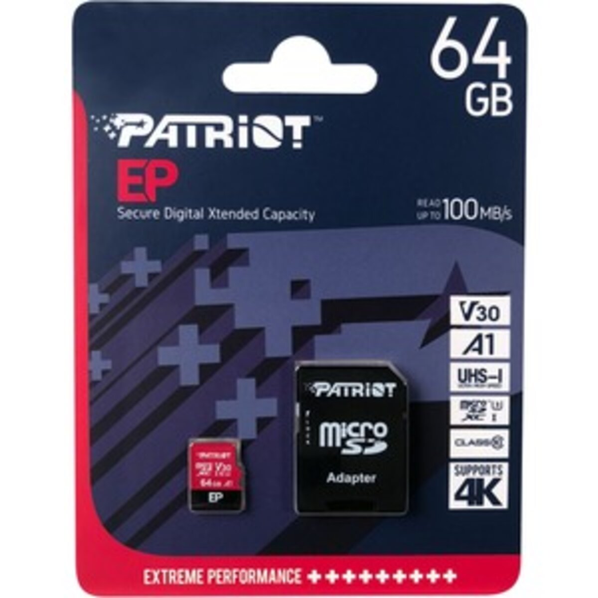 microSDXC (UHS-1 U3) Patriot EP Series 64Gb class 10 V30 (R-100MB/s, W-80MB/s) (adapter SD) (PEF64GEP31MCX) Фотография №2 microSDXC (UHS-1 U3) Patriot EP Series 64Gb class 10 V30 (R-100MB/s, W-80MB/s) (adapter SD) (PEF64GEP31MCX) смотреть фото №2